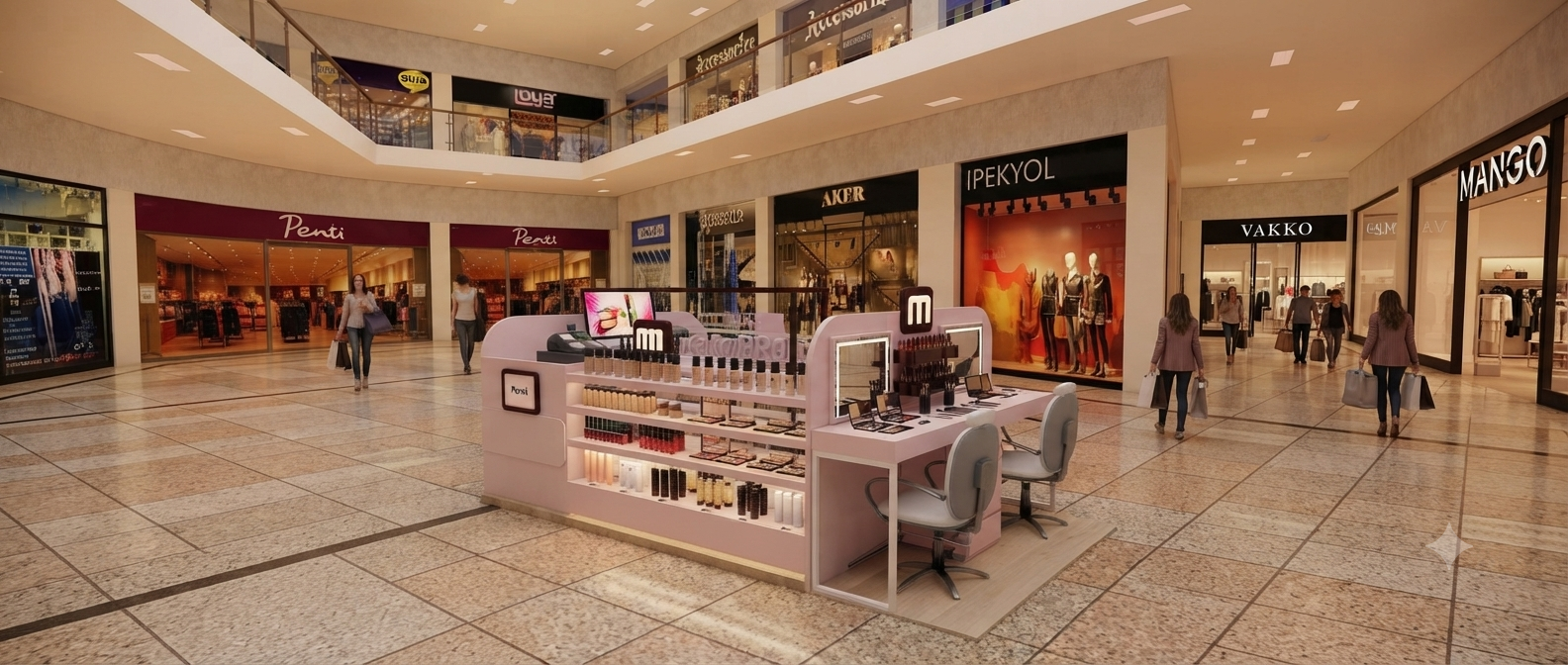 Quiosque Makeup PRO em operação no shopping